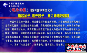 皖西日报刊发叶露中《撸起袖子 甩开膀子 奋力奔跑赶超路》署名文章