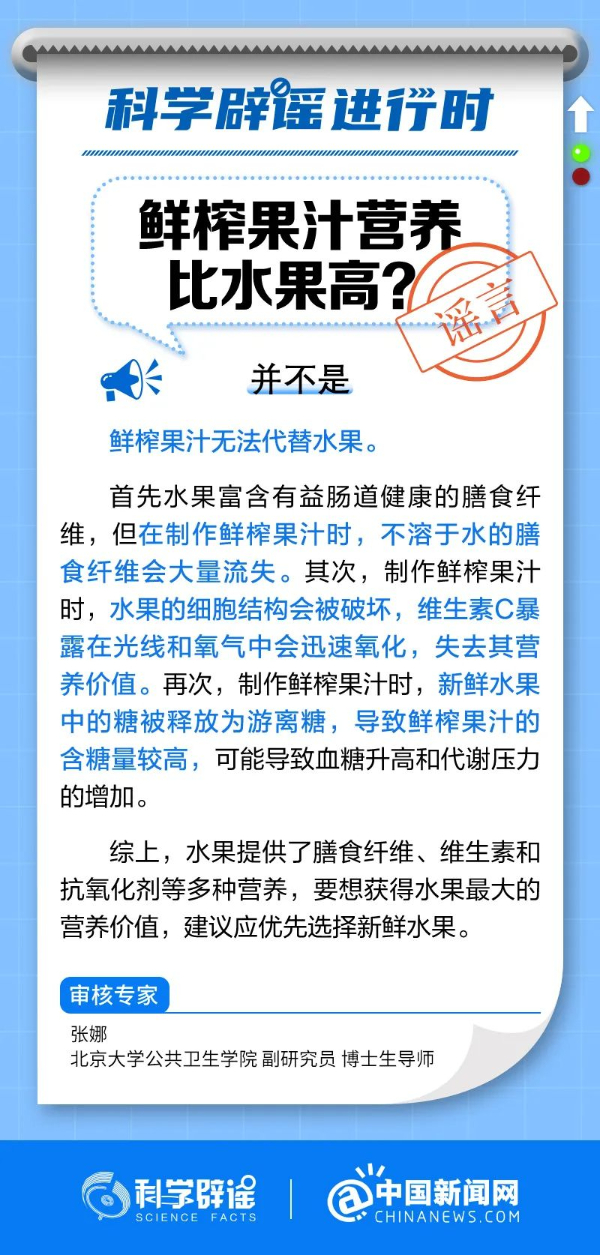 鲜榨果汁营养比水果高？