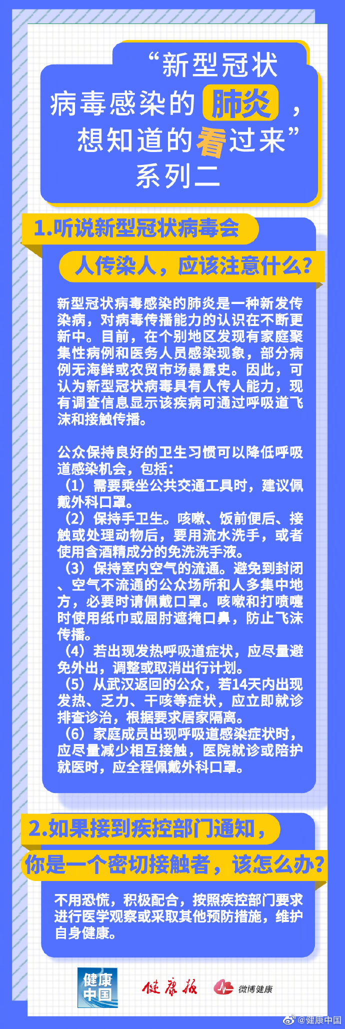 关于新型冠状病毒感染的肺炎 想知道的看过来